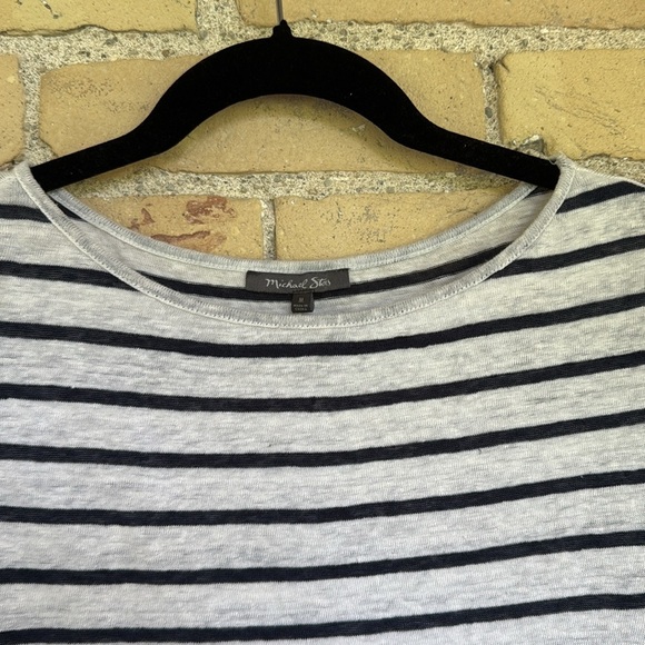 Michael Stars Linen Striped Long Sleeve Top - Picture 2 of 4